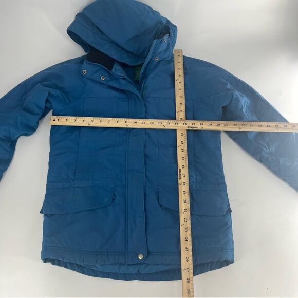 LL Bean Jacket Women Small Blue Parka Winter Attach Hood Outdoor Thinsulate Coat - Picture 8 of 9